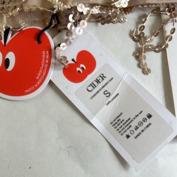 Cider Gold Beaded Sequin Fringe Tassel Crop Bra Top small NWT - Picture 8 of 8